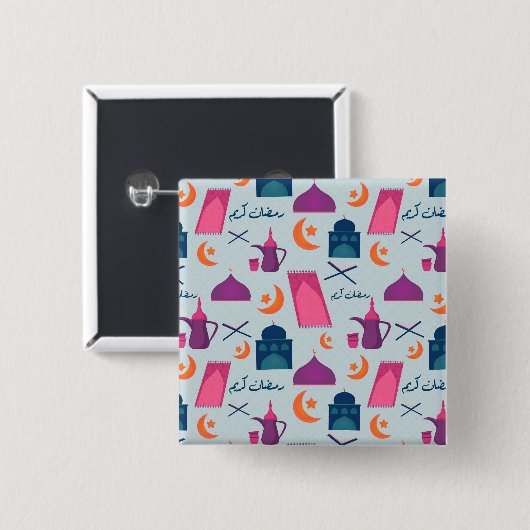 Happy Ramadan Pattern Button (Vorne & Hinten)