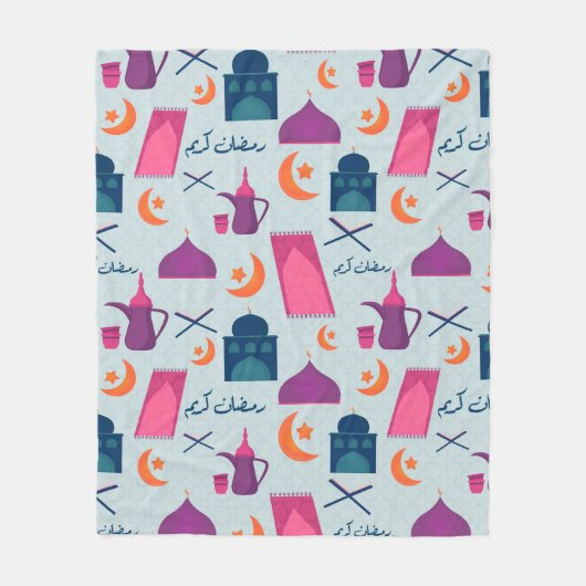 Happy Ramadan Pattern Fleecedecke (Vorderseite)