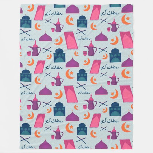 Happy Ramadan Pattern Fleecedecke (Vorderseite)
