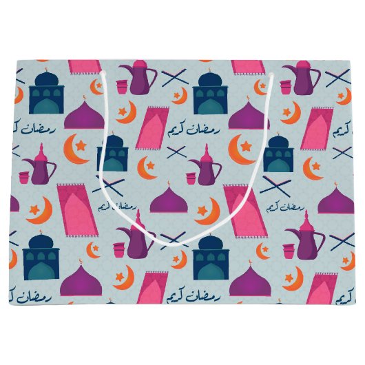 Happy Ramadan Pattern Große Geschenktüte (Vorderseite)