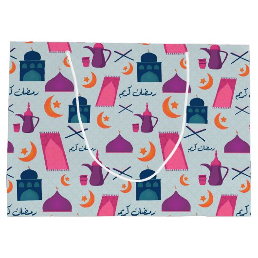 Happy Ramadan Pattern Große Geschenktüte (Rückseite)