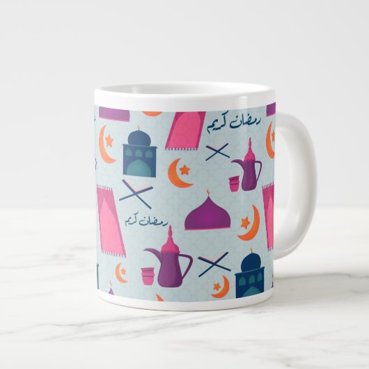 Happy Ramadan Pattern Jumbo-Tasse (Vorderseite Rechts)
