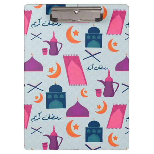 Happy Ramadan Pattern Klemmbrett (Vorderseite)