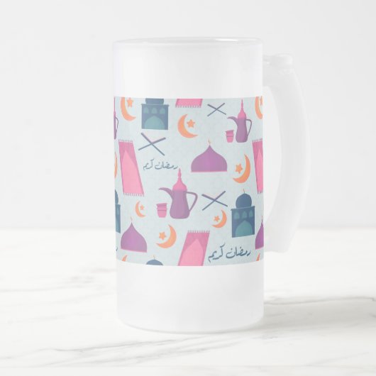 Happy Ramadan Pattern Mattglas Bierglas (VorderseiteRechts)