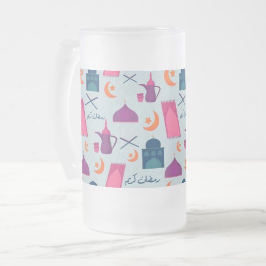 Happy Ramadan Pattern Mattglas Bierglas (Vorderseite Links)
