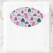 Happy Ramadan Pattern Ovaler Aufkleber (Tasche)
