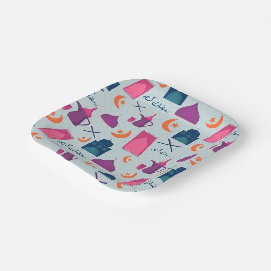 Happy Ramadan Pattern Pappteller (Gewinkelt)