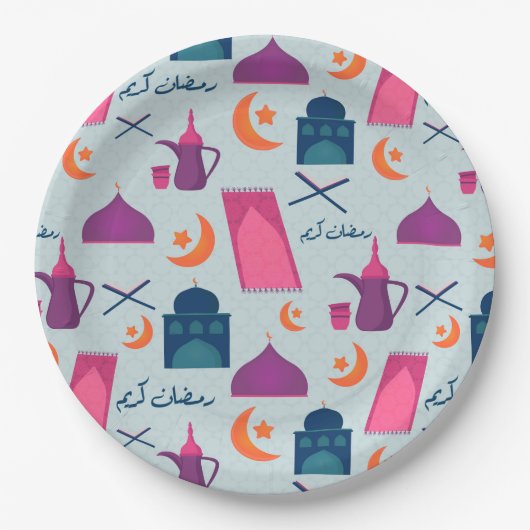 Happy Ramadan Pattern Pappteller (Vorderseite)