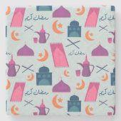 Happy Ramadan Pattern Steinuntersetzer (Vorderseite)