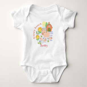 Happy Ranch Pig. Personalisiert. Baby Bodysuit Baby Strampler