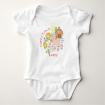Happy Ranch Pig. Personalisiert. Baby Bodysuit
