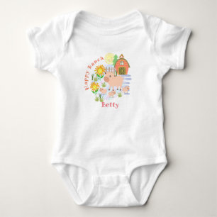 Happy Ranch Pig. Personalisiert. Baby Bodysuit Strampler