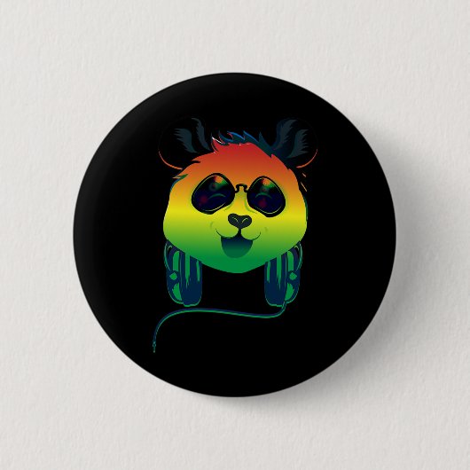 Happy Rasta gefärbter Panda Bär Gesicht mit Sonnen Button (Vorderseite)