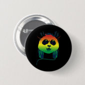Happy Rasta gefärbter Panda Bär Gesicht mit Sonnen Button (Vorne & Hinten)