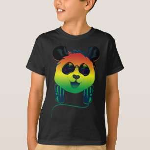 Happy Rasta gefärbter Panda Bär Gesicht mit Sonnen T-Shirt