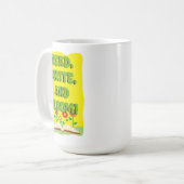 Happy Read Write Bloom Bookworm Motto Kaffeetasse (Vorderseite Links)