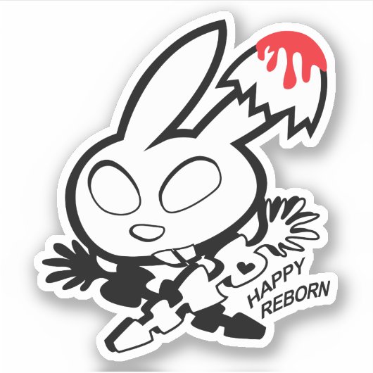 Happy Reborn Bunny Aufkleber (Vorderseite)