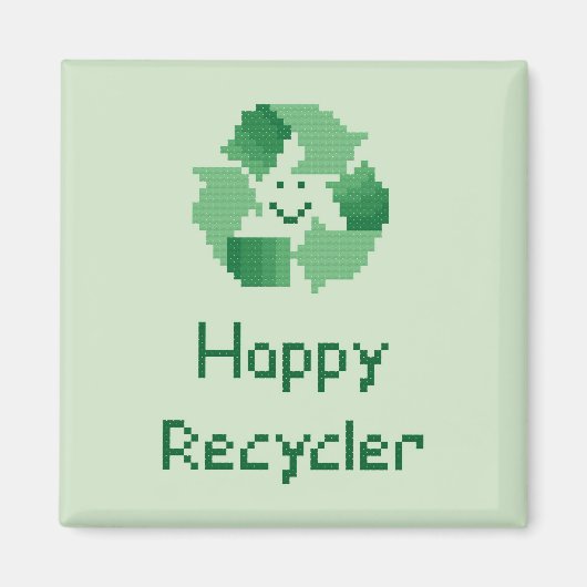 Happy Recycler Cross Stitch Muster Magnet (Vorne)