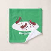 Happy Red Amants Eis Skaten Cartoon Badhandtuch Set (Waschlappen)