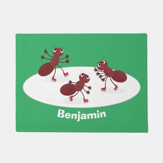 Happy Red Amants Eis Skaten Cartoon Fußmatte (Vorderseite)