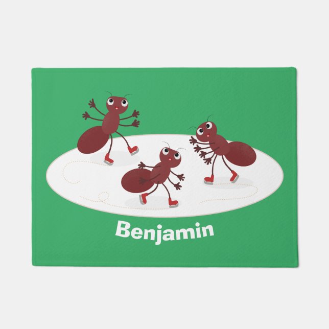 Happy Red Amants Eis Skaten Cartoon Fußmatte (Vorderseite)