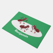 Happy Red Amants Eis Skaten Cartoon Fußmatte (Schrägansicht)