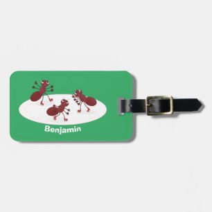 Happy Red Amants Eis Skaten Cartoon Gepäckanhänger