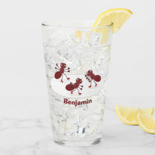 Happy Red Amants Eis Skaten Cartoon Glas