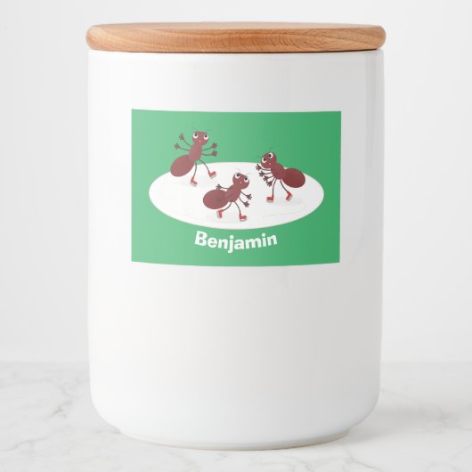 Happy Red Amants Eis Skaten Cartoon Lebensmitteletikett (Vorderseite)