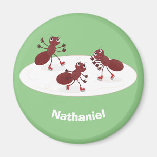 Happy Red Amants Eis Skaten Cartoon Magnet