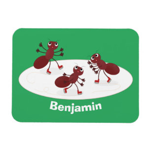 Happy Red Amants Eis Skaten Cartoon Magnet