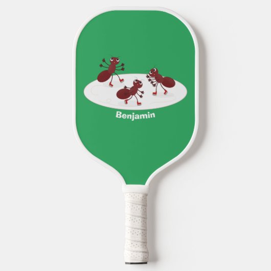 Happy Red Amants Eis Skaten Cartoon Pickleball Schläger (Vorderseite)