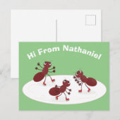 Happy Red Amants Eis Skaten Cartoon Postkarte (Vorne/Hinten)