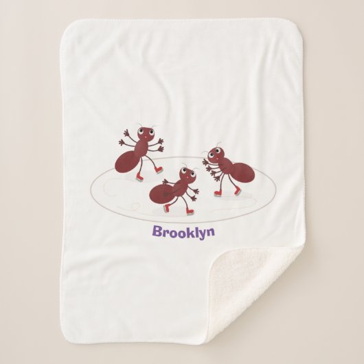 Happy Red Amants Eis Skaten Cartoon Sherpadecke (Vorderseite)