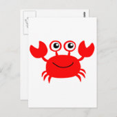 Happy Red Cartoon Crab Postkarte (Vorne/Hinten)