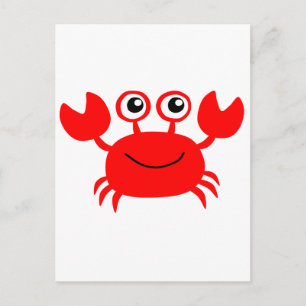 Happy Red Cartoon Crab Postkarte