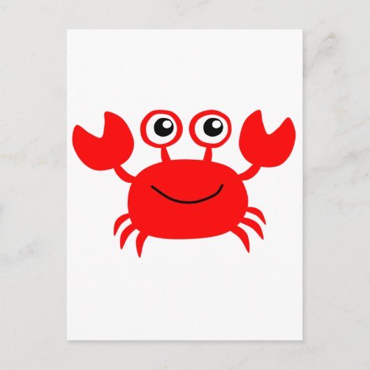 Happy Red Cartoon Crab Postkarte (Vorderseite)