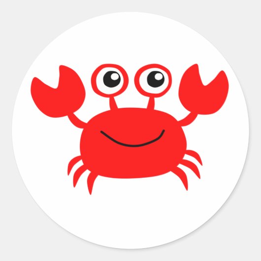 Happy Red Cartoon Crab Runder Aufkleber (Vorderseite)