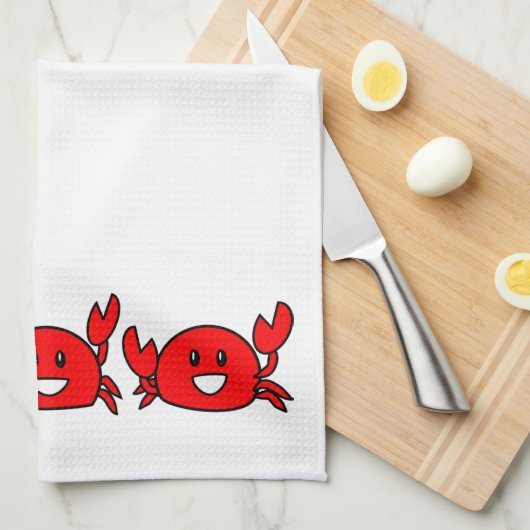 Happy Red Crabs Handtuch (Viertel Falte)