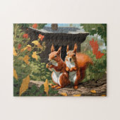 Happy Red Eichhörnchen in einem Baumhaus Puzzle (Horizontal)