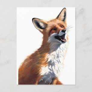 Happy Red Fox OWN ART Vixen Wild Nature Blank Postkarte