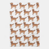 Happy Red Golden Retriever Cartoon Dog Muster Geschirrtuch (Vertikal)
