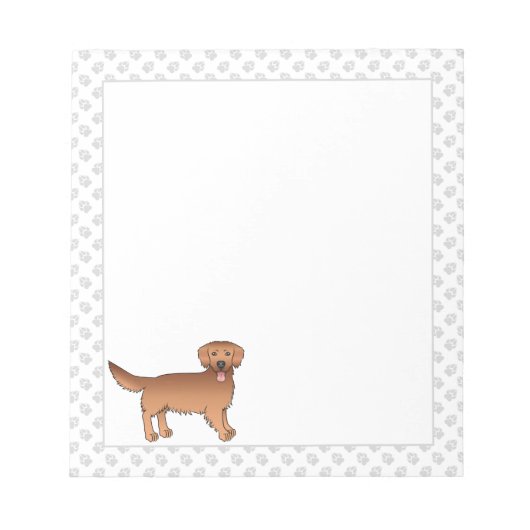 Happy Red Golden Retriever Cartoon Hund mit Paws Notizblock (Vorderseite)