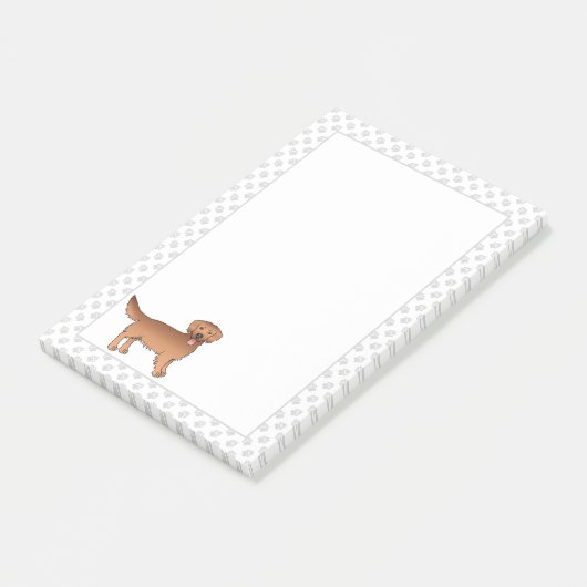 Happy Red Golden Retriever Cartoon Hund mit Paws Post-it Klebezettel (angewinkelt)