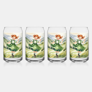 Happy Red headed girl Drinkware Set Dosenglas
