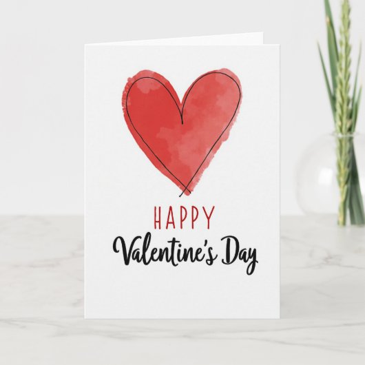 Happy Red Heart Valentines Day Card Karte (Vorderseite)
