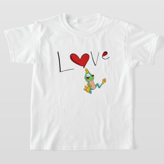 Happy Red-Mit Augen Tree Frog and Heart T-Shirt (Ablage )