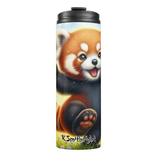 Happy Red Panda Dancing Thermosbecher (Vorderseite)