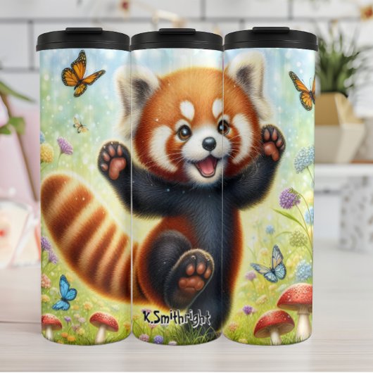 Happy Red Panda Dancing Thermosbecher