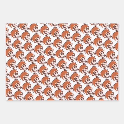 Happy Red Panda Wrapping Paper 3 Sheet Set Geschenkpapier Set (Vorderseite 3)